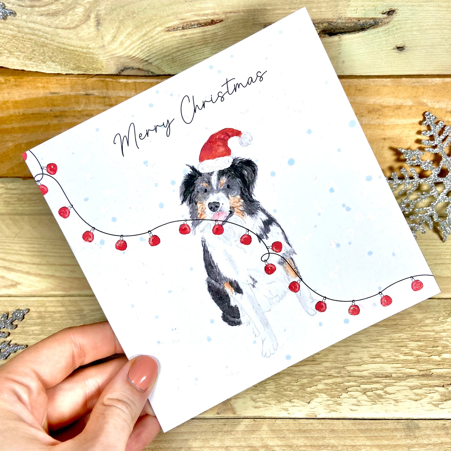 Cap the Collie at Christmas Card
