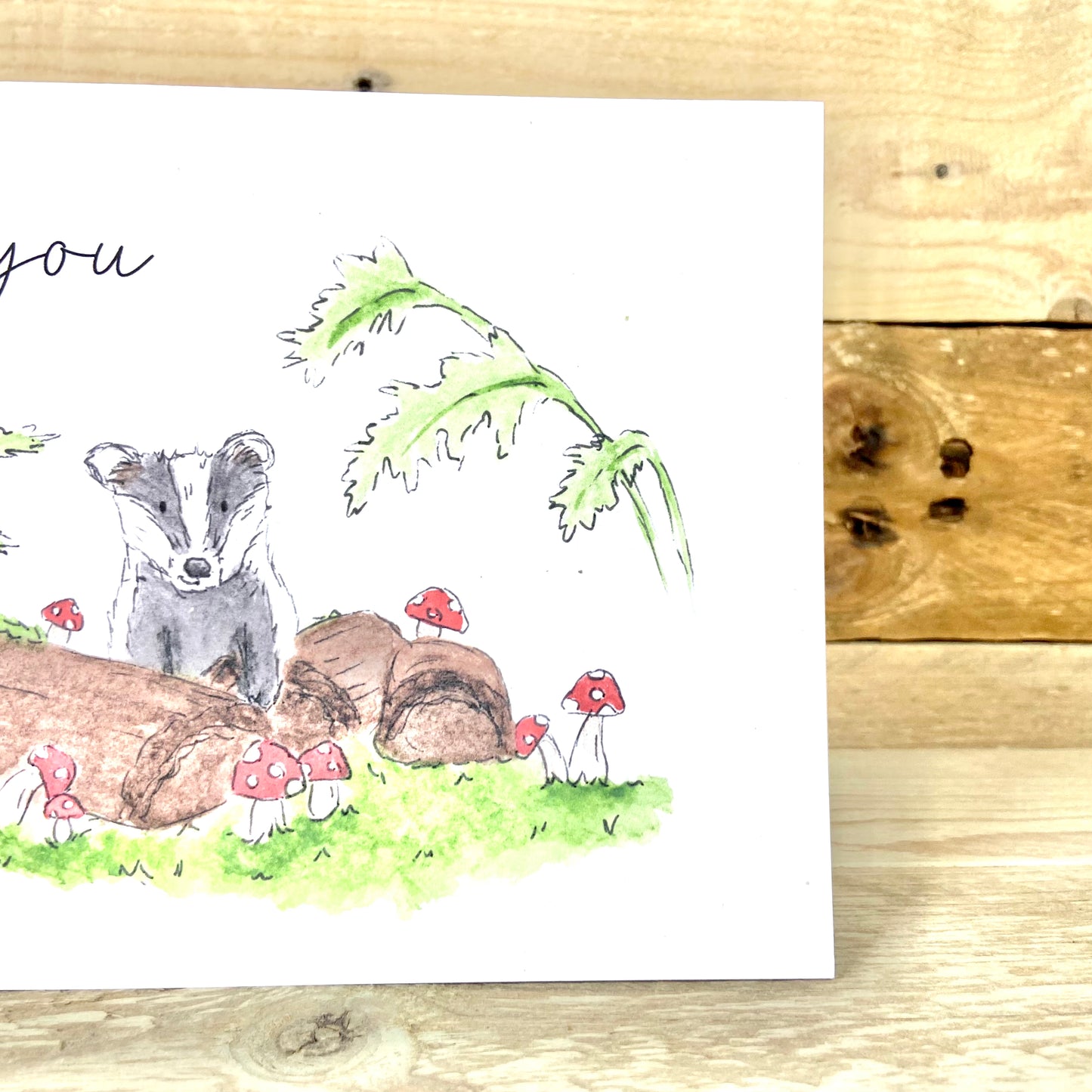 Bob the Badger in the Woods Thankyou Card