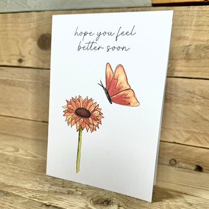 Calendula and Butterfly Get Well Soon Notelet