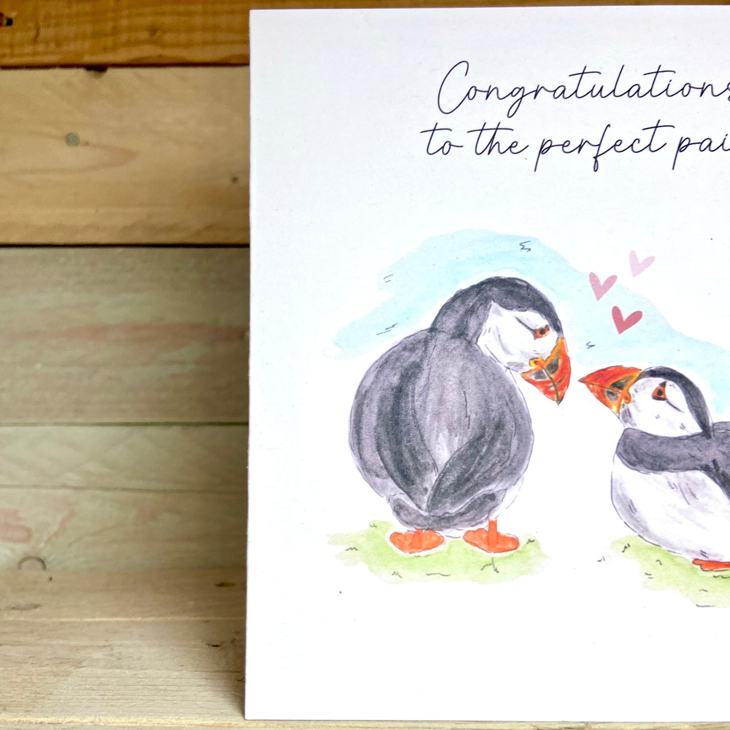 Puffin's Down On One Wing Engagement / Wedding Card