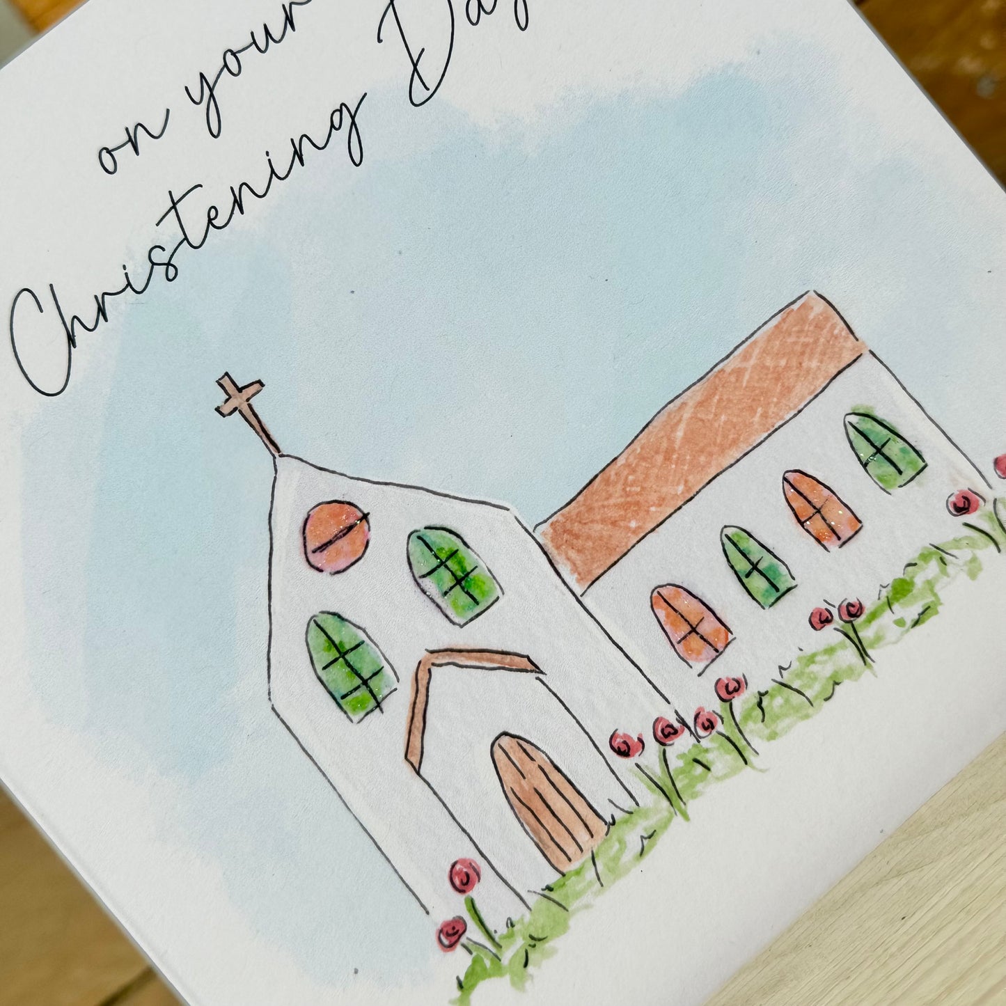 Stained Glass Church Christening Card