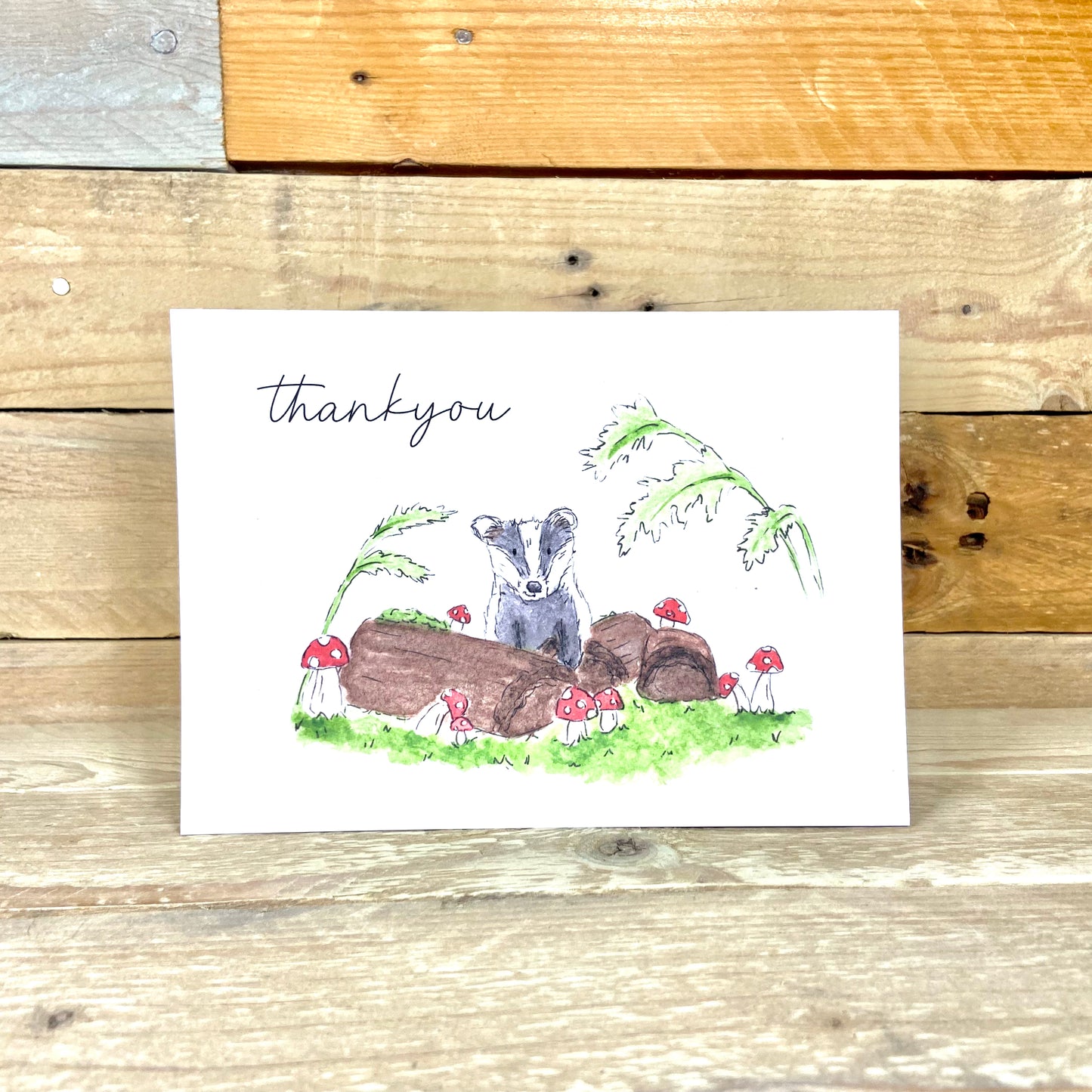 Bob the Badger in the Woods Thankyou Card