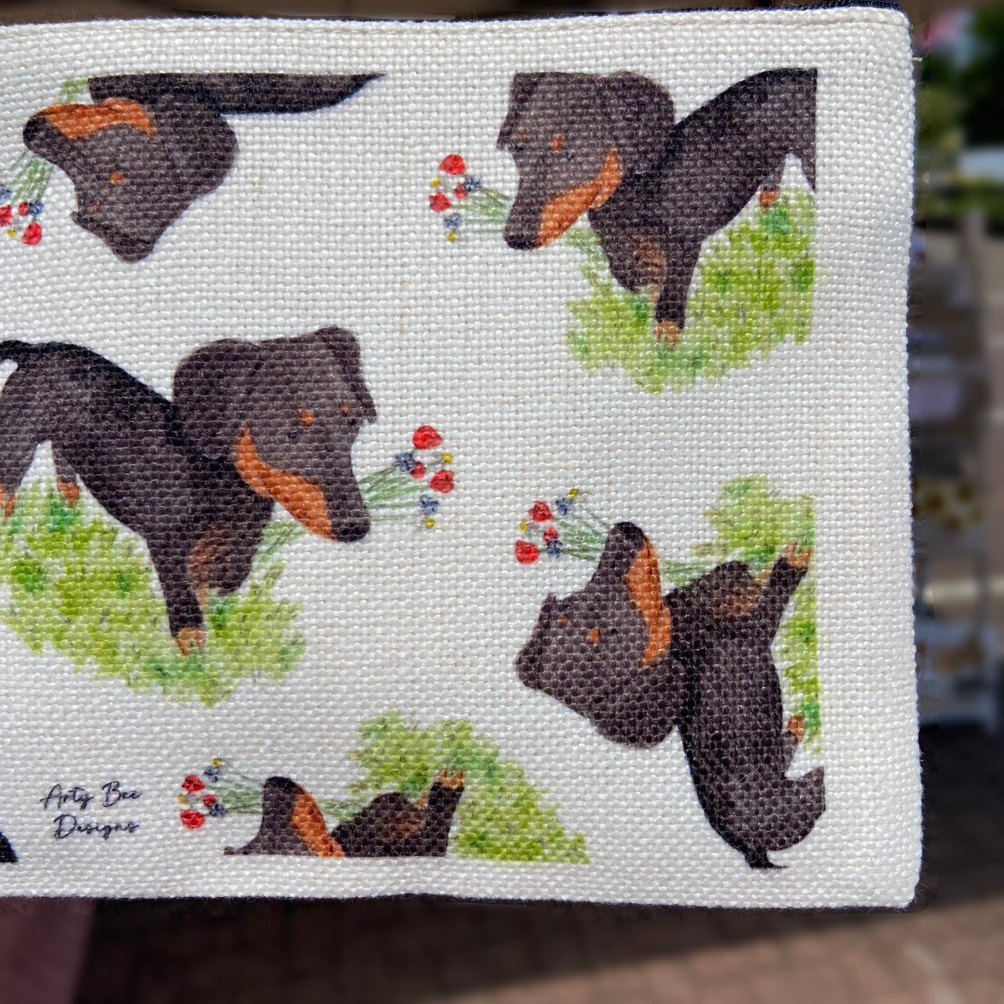 Sausage Dog Zip up Linen Bag