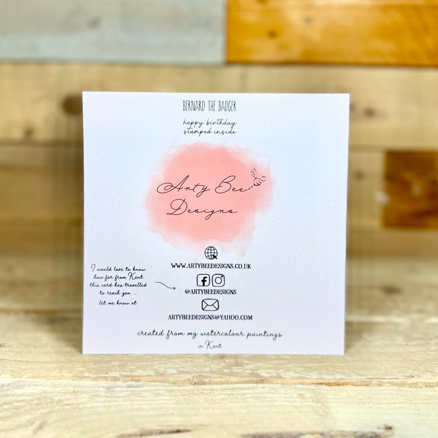 Bernard the Badger Birthday Card