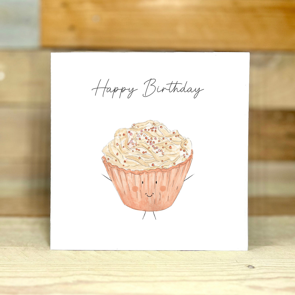 Beatrice the Blushing Cupcake Birthday Card