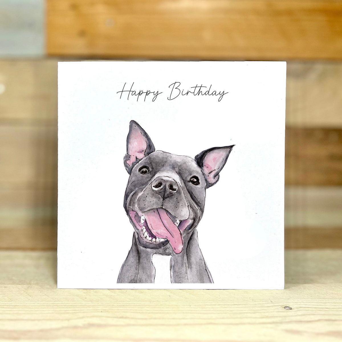 Luna the Blue Staffie Birthday Card