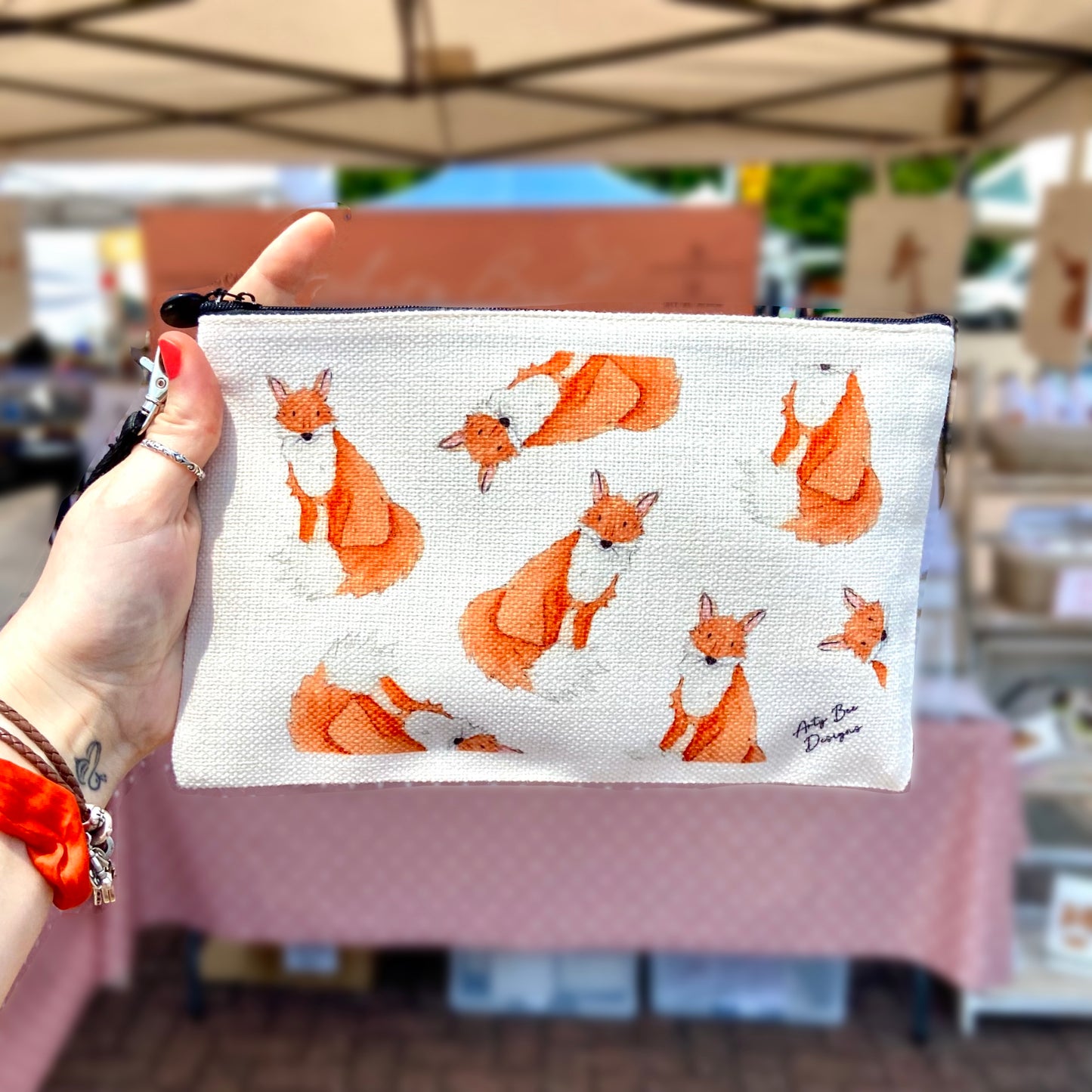 Fox Zip Up Linen Bag