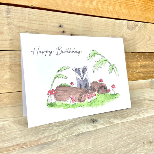 Bob the Badger in the Woods Birthday Card