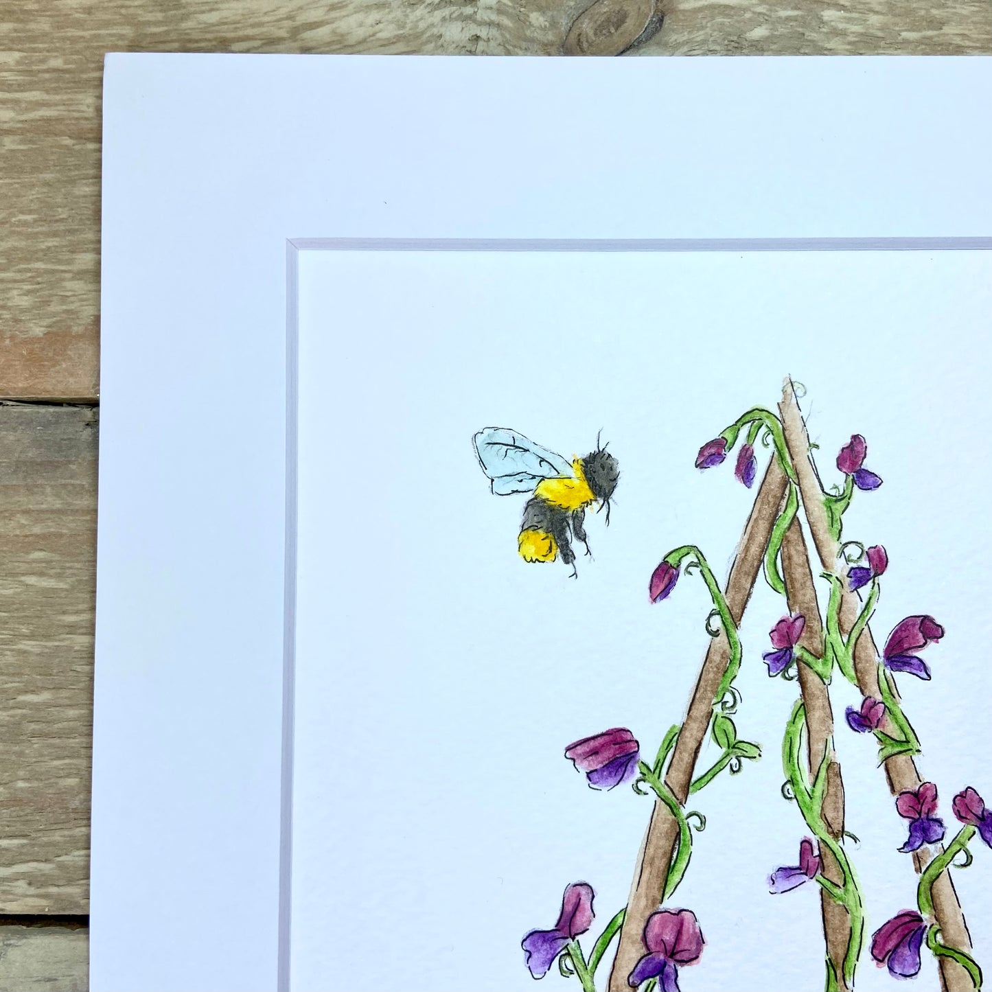 Sweetpeas and Bumble Bees Original Painting