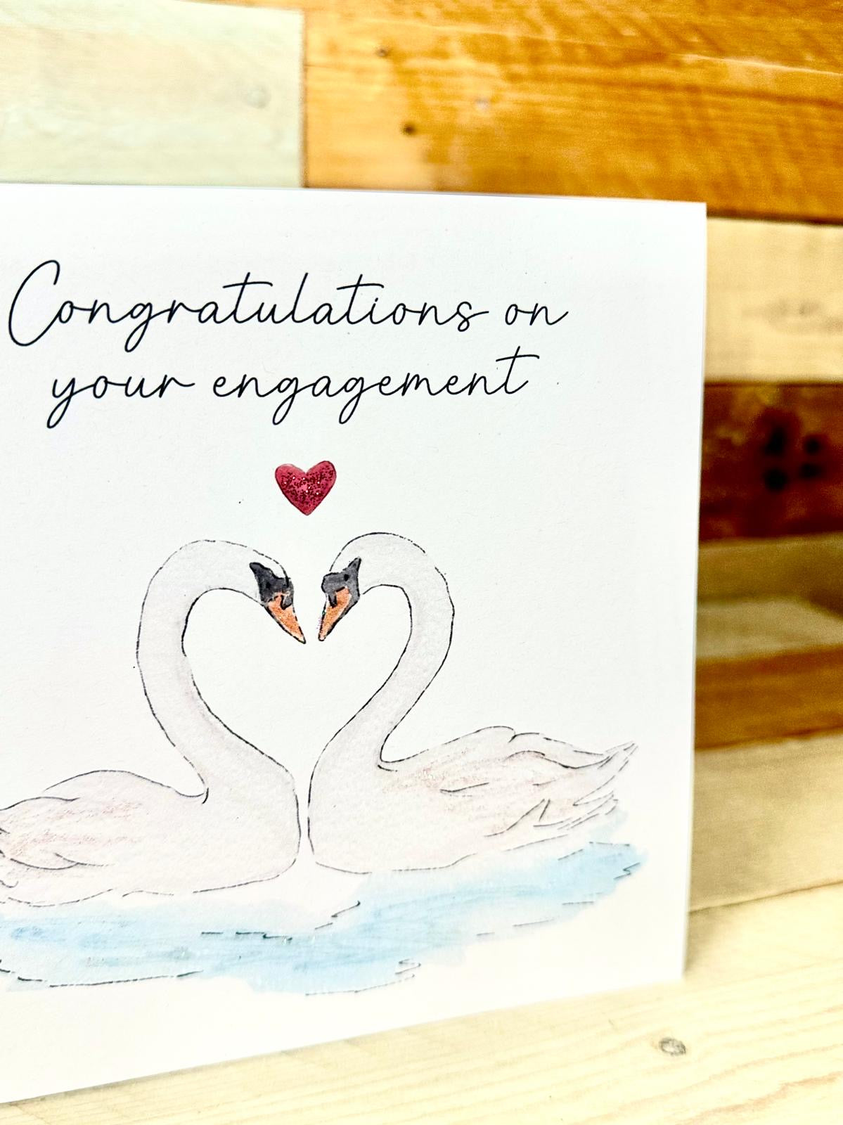Swans in Love Engagment Card