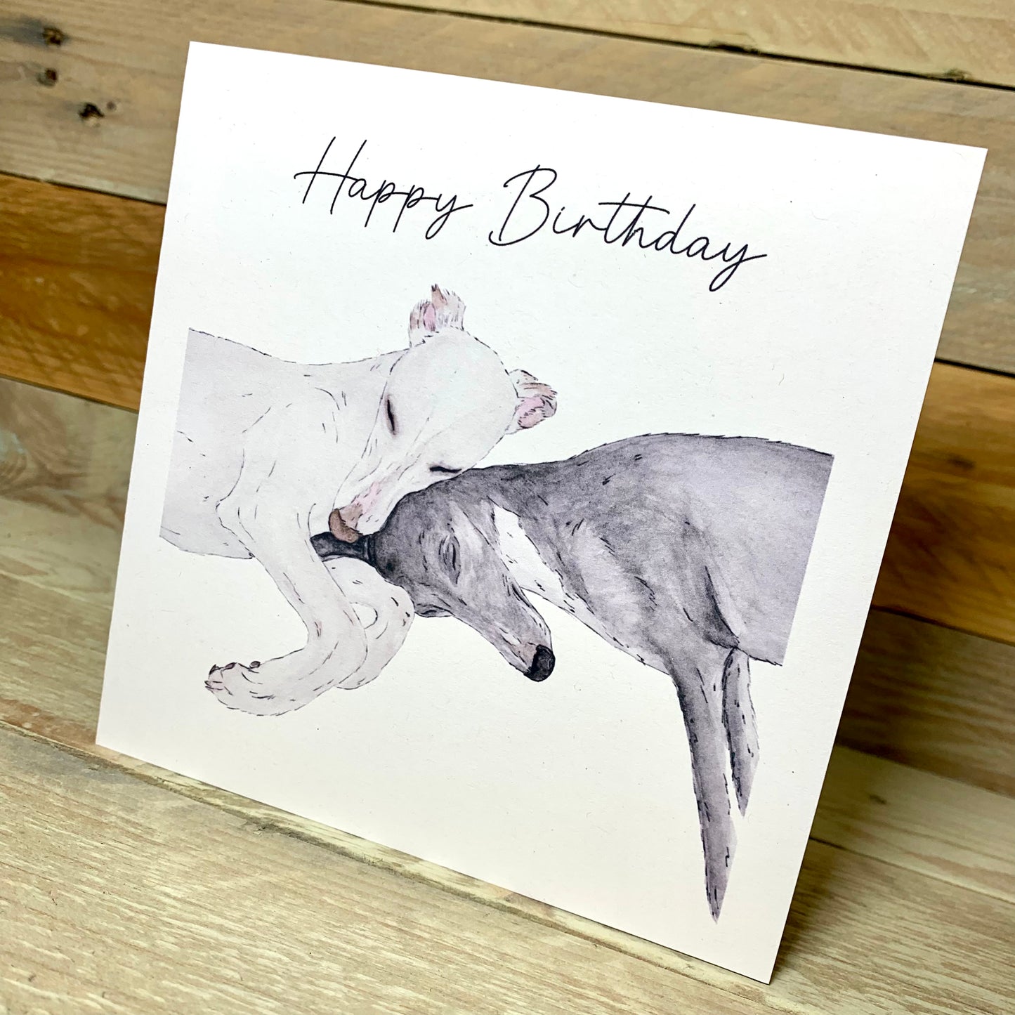 Snuggles Whippet Birthday Card