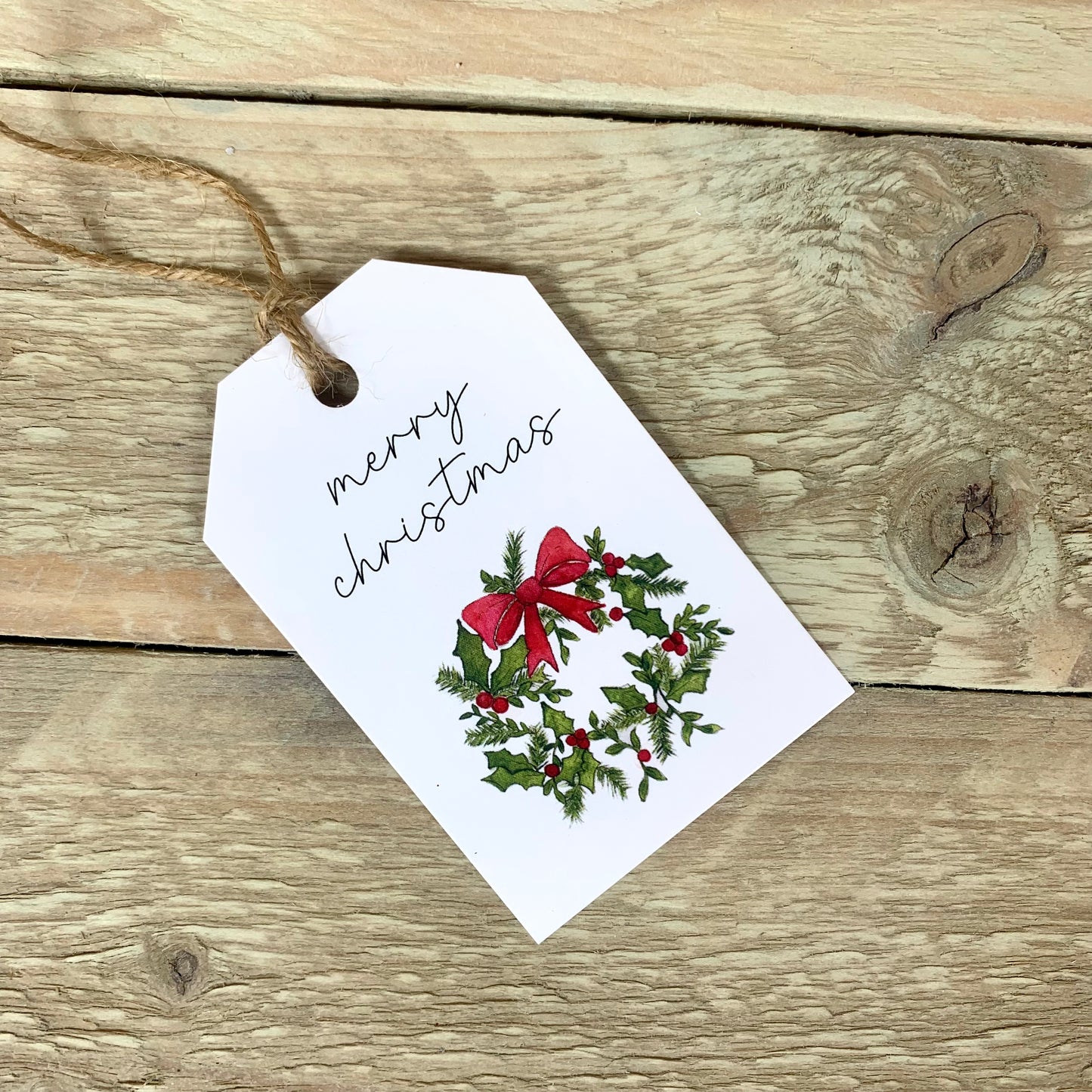 Holly Wreath Christmas Gift Tags