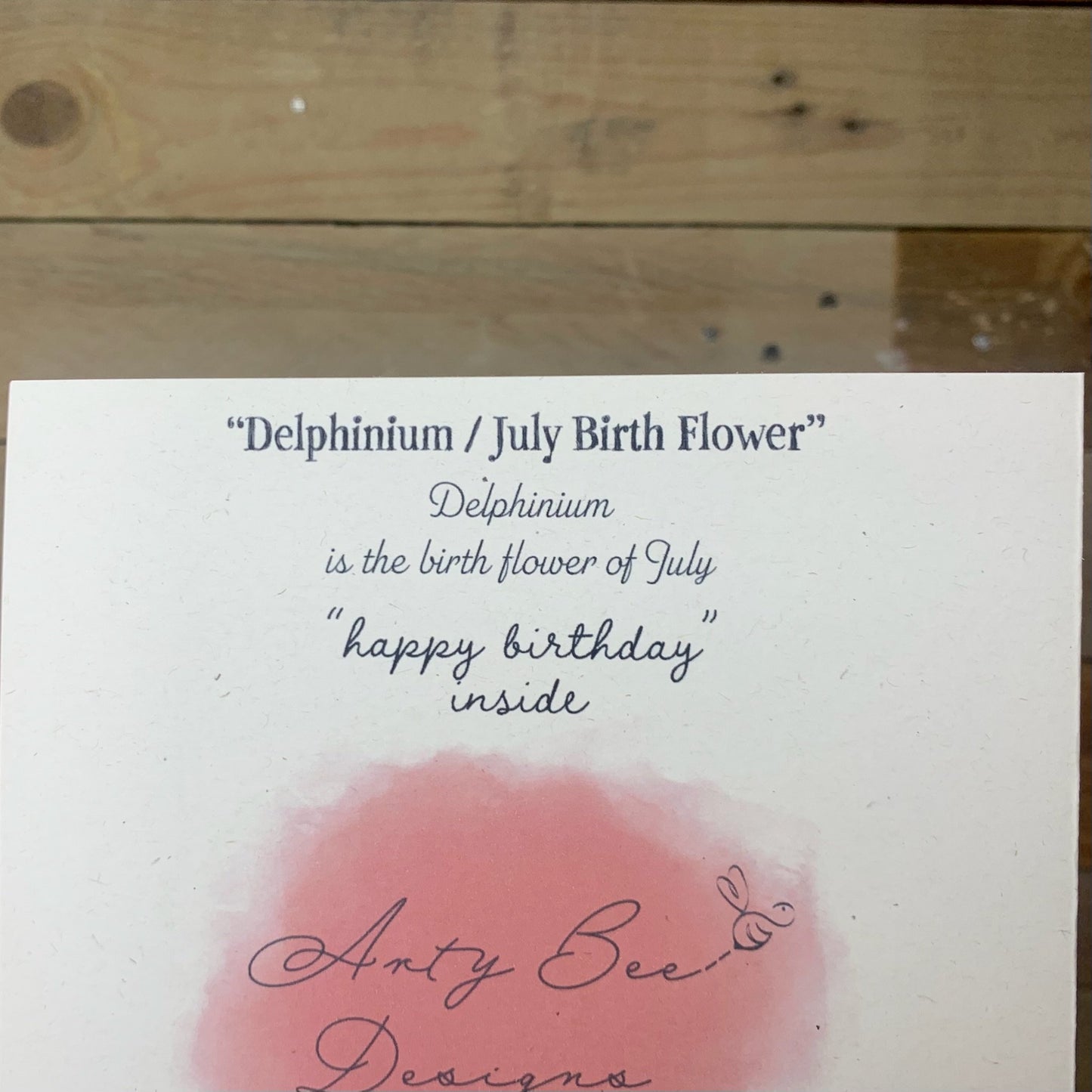 July / Delphinium Birth Flower card - Arty Bee Designs