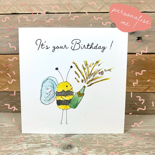 Buzzy Fizzy Pop Birthday Card - Arty Bee Designs 