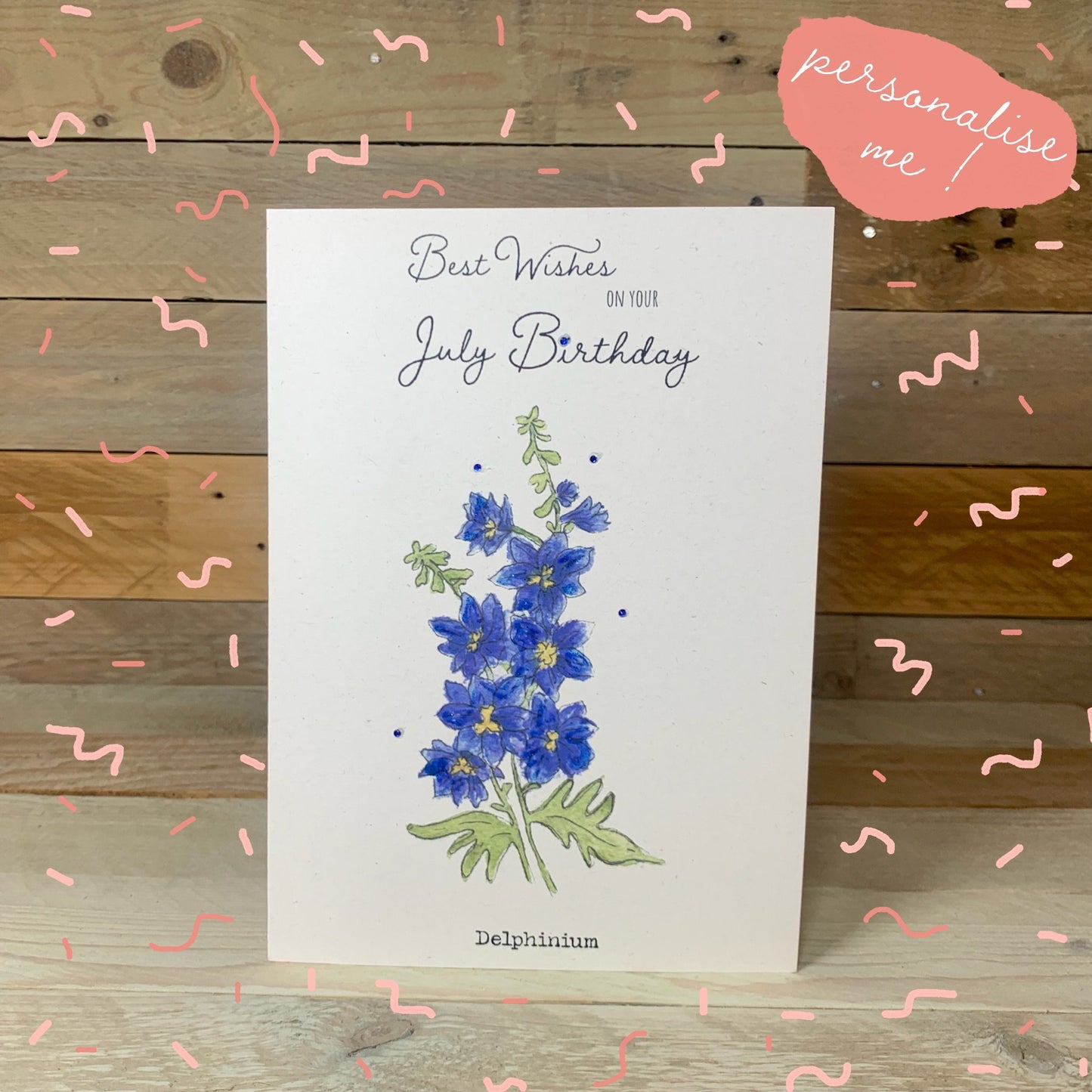 July / Delphinium Birth Flower card - Arty Bee Designs
