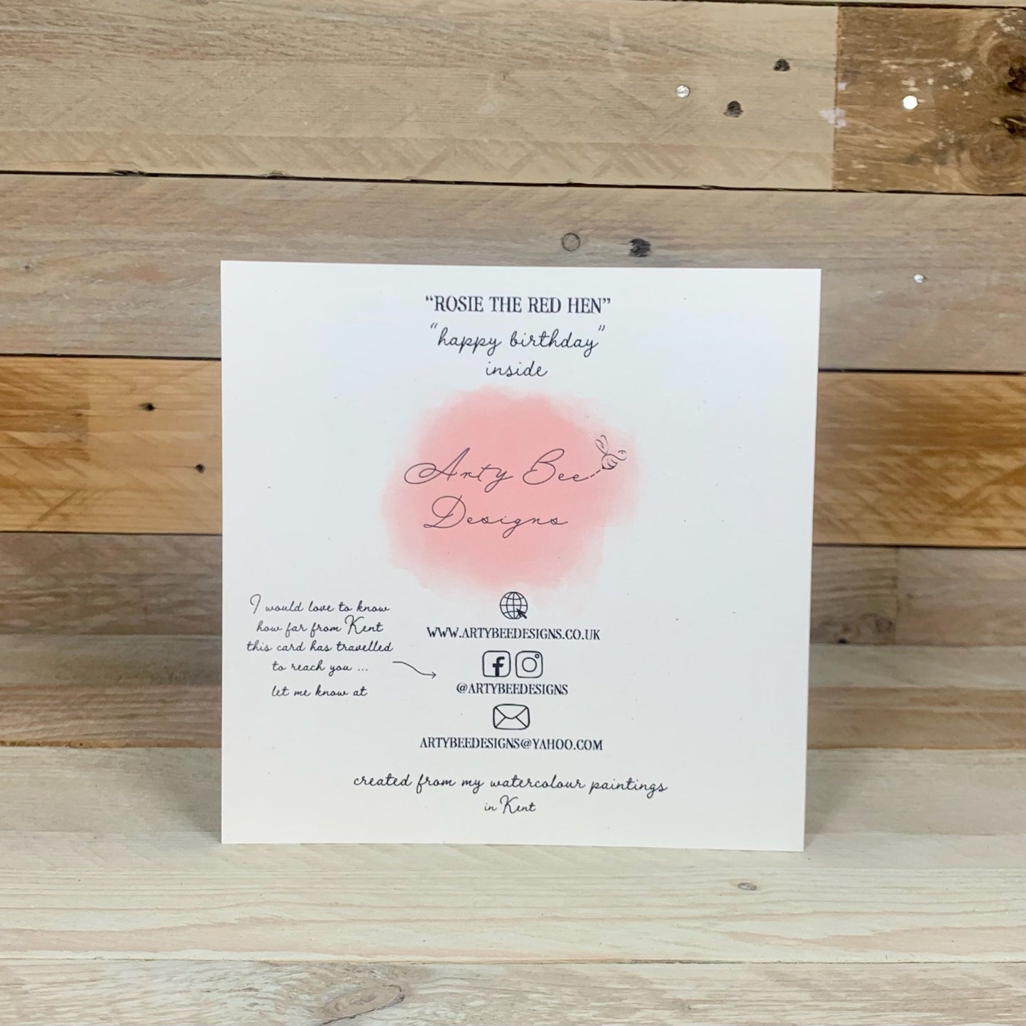 Rosie the red Hen Birthday Card - Arty Bee Designs