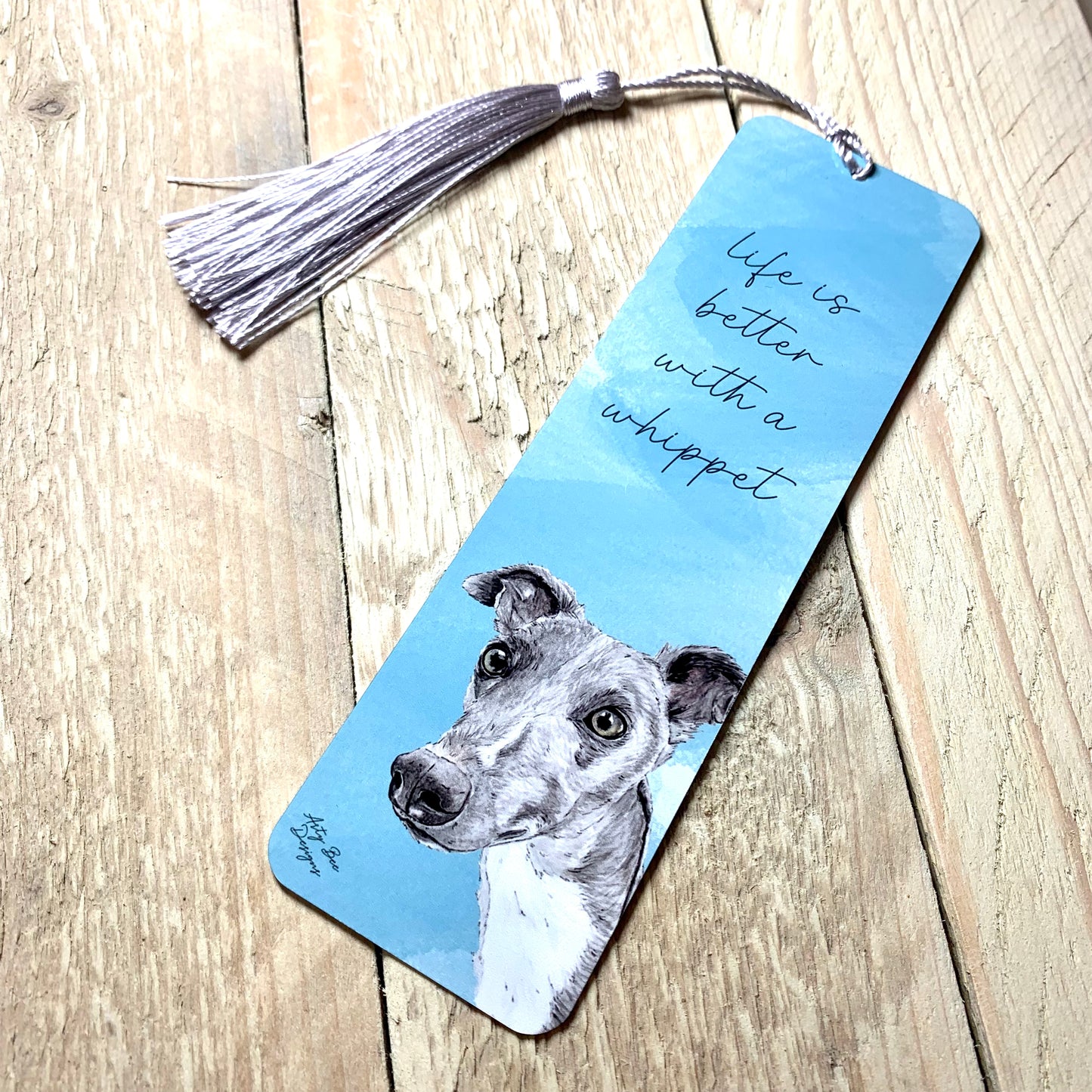 Life Is Better With A Whippet Metal Bookmark With Tassel
