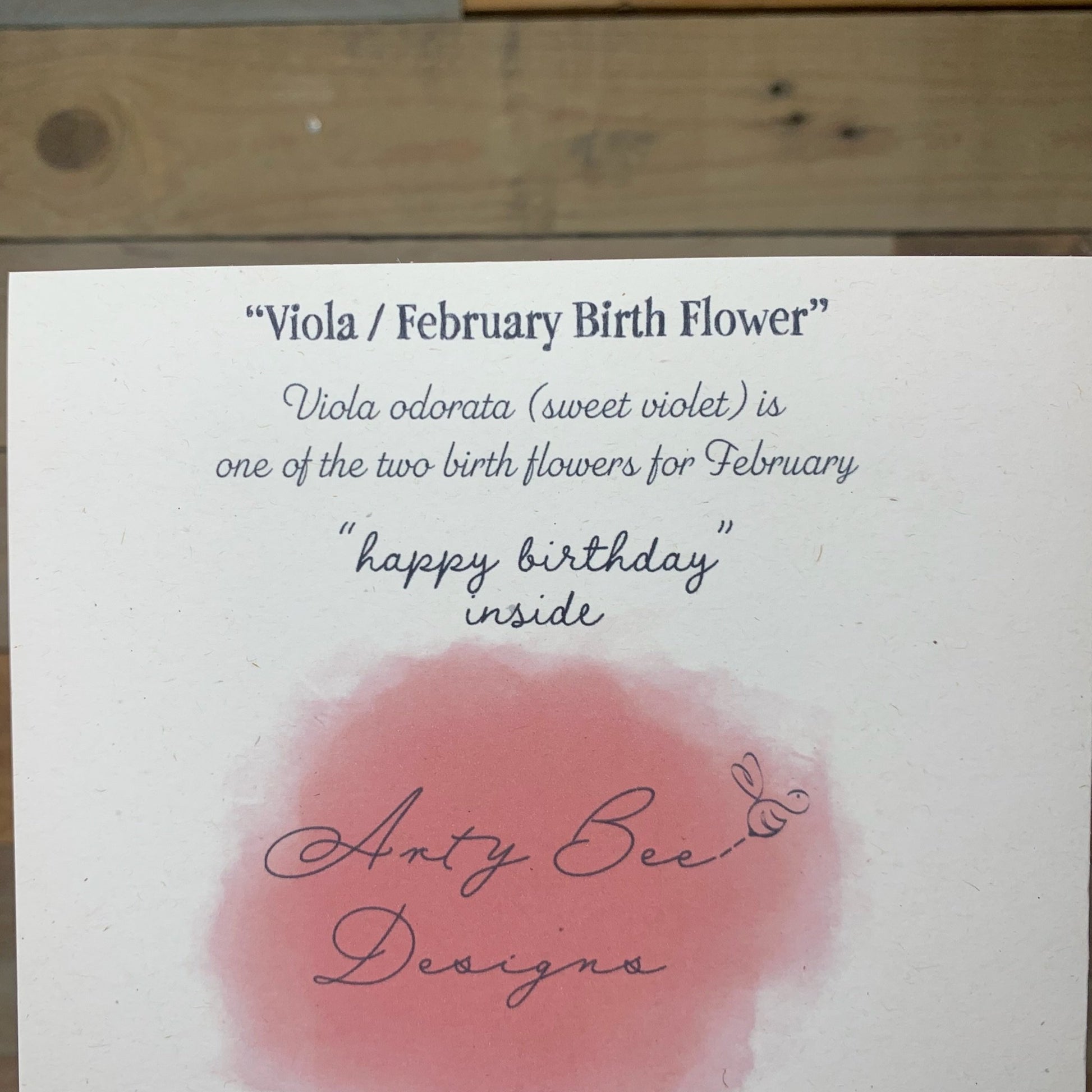 February / Violet Birth Flower Card - Arty Bee Designs