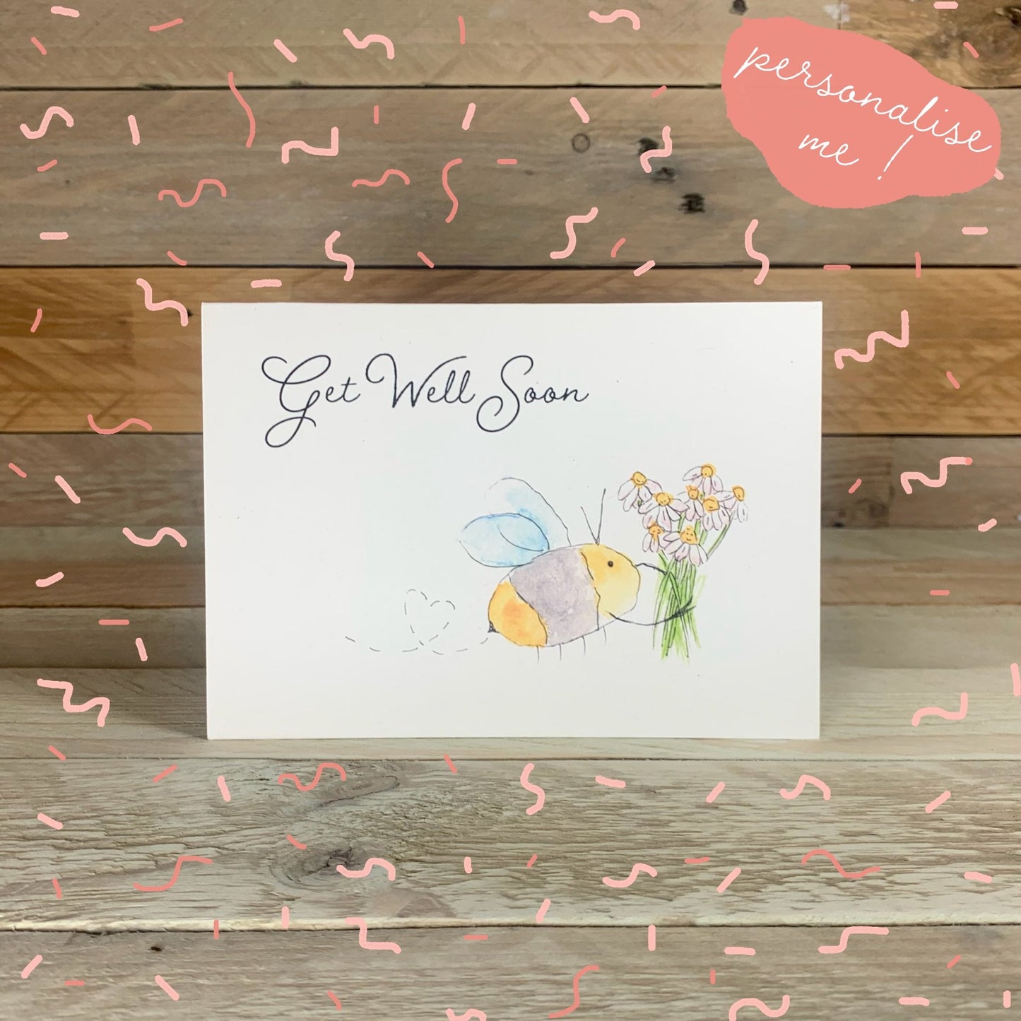 Get Well Soon Bee and Bouquet Notelet - Arty Bee Designs