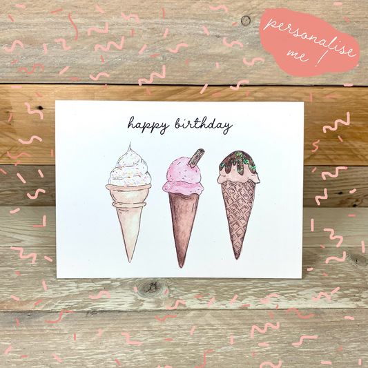 Ice Creammmmm Birthday Card - Arty Bee Designs 