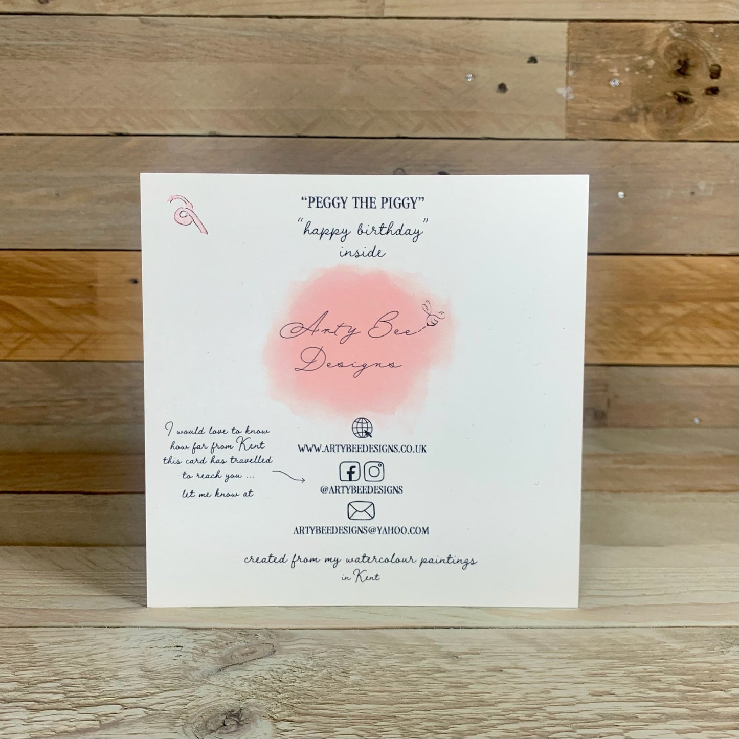 Peggy the Piggy Birthday Card - Arty Bee Designs