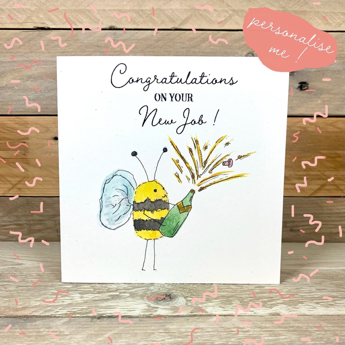 Buzzy Fizzy Pop New Job Card - Arty Bee Designs