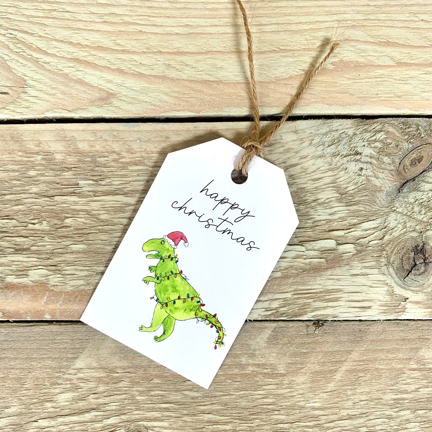Dino in Lights Christmas Gift Tags