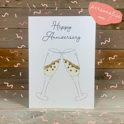 Anniversary Champagne Card - Arty Bee Designs 