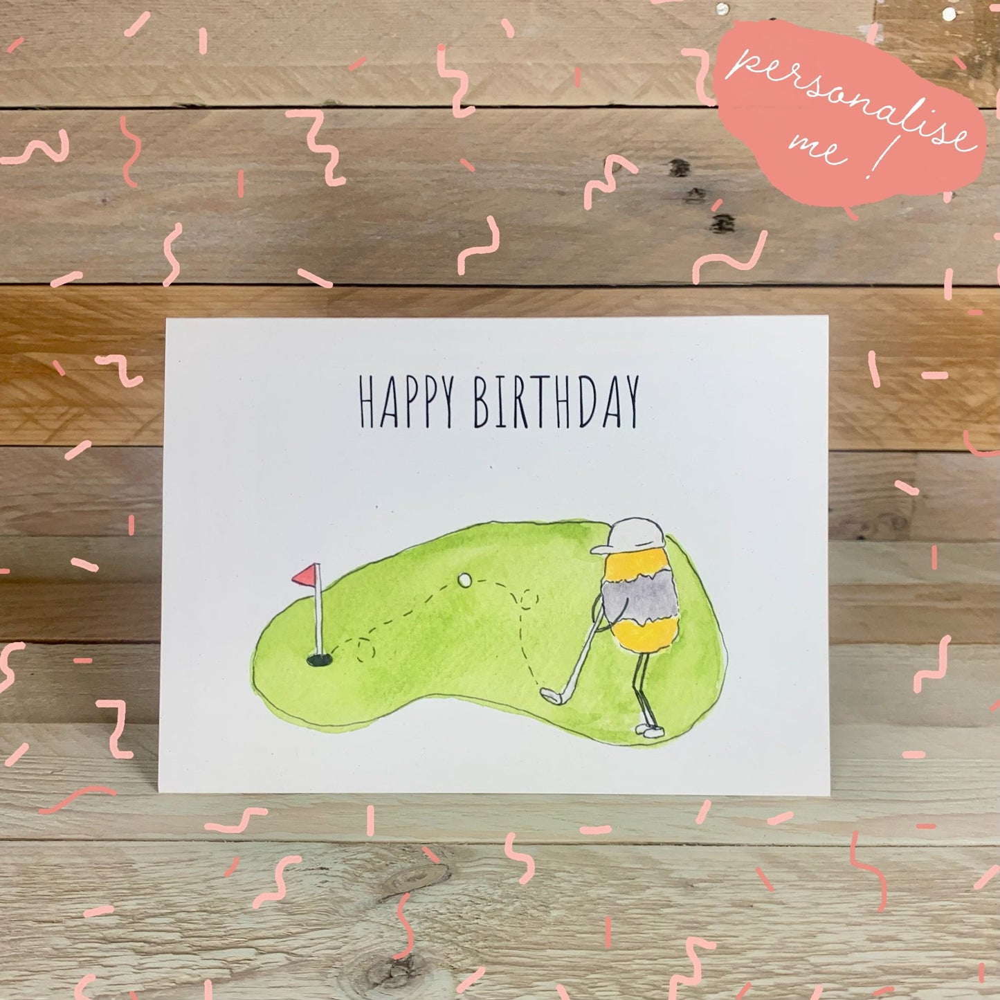 Golf Bee Birthday Card - Arty Bee Designs