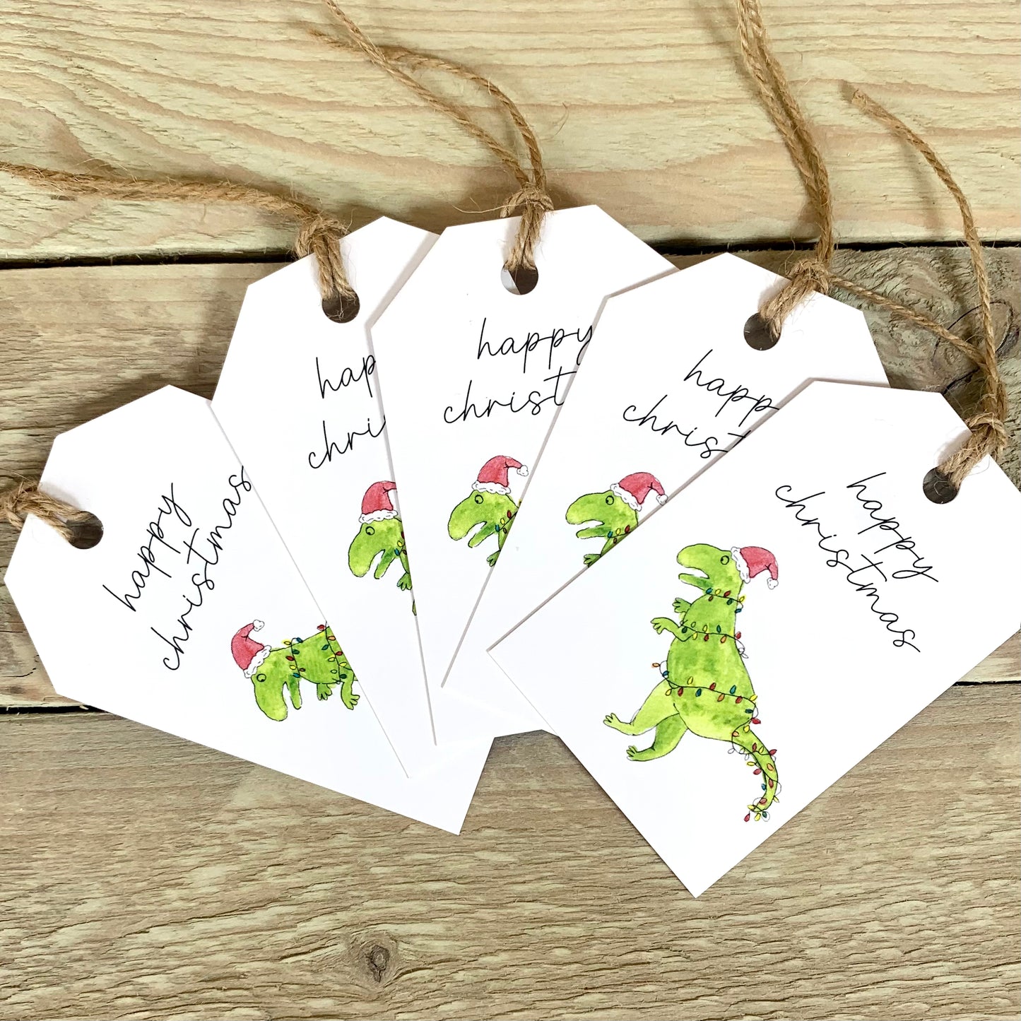 Dino in Lights Christmas Gift Tags