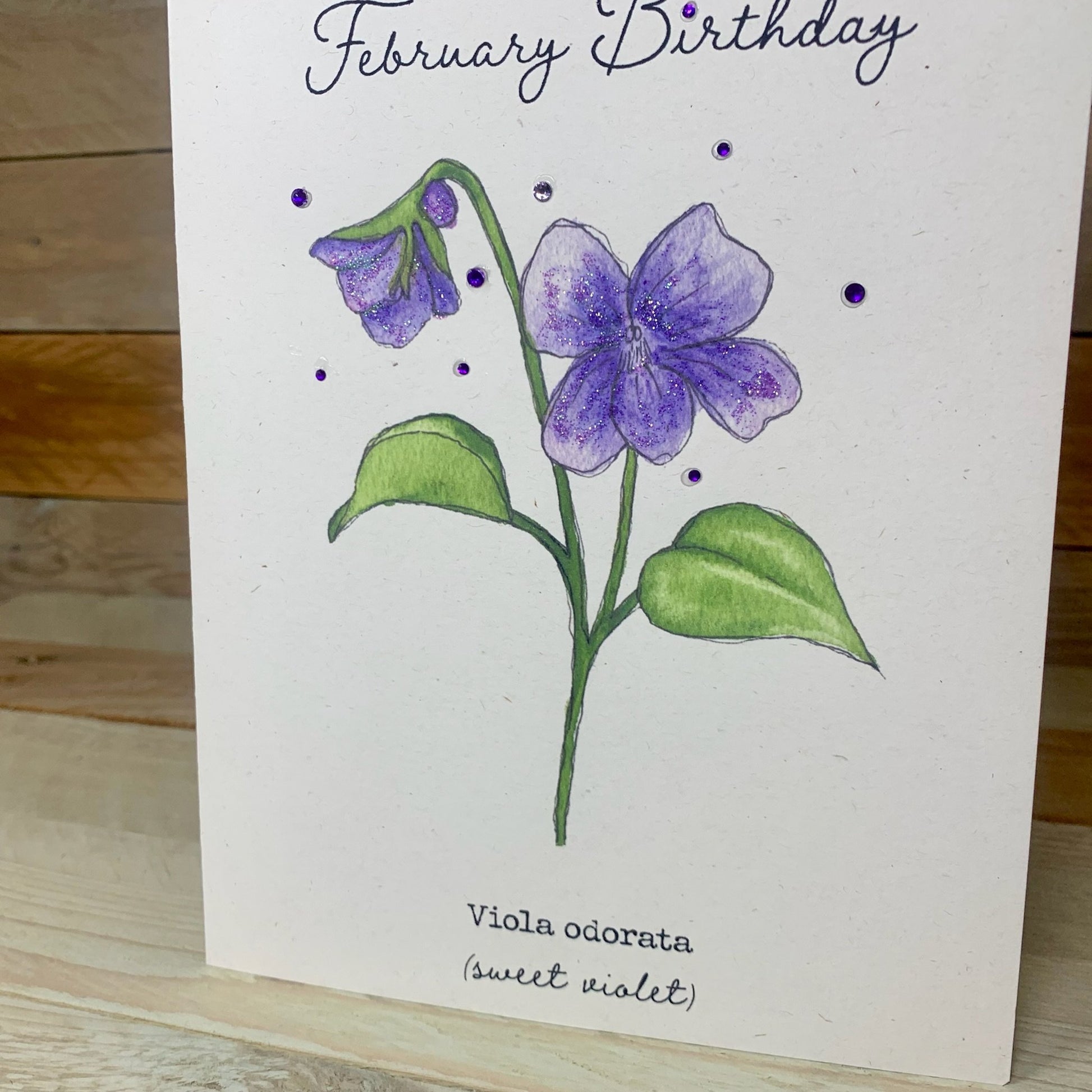 February / Violet Birth Flower Card - Arty Bee Designs
