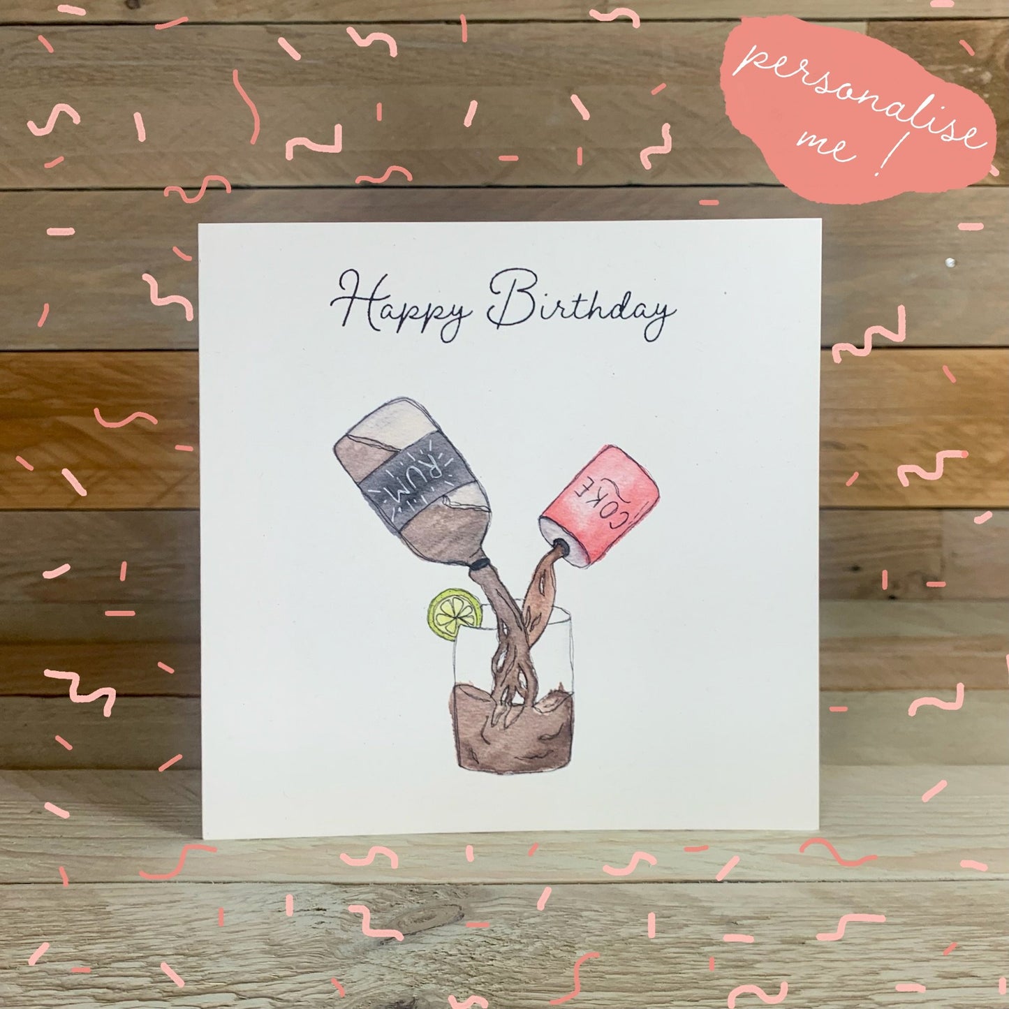 Rum and Coke Birthday Card - Arty Bee Designs