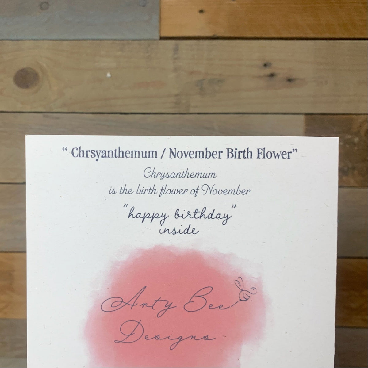 November / Chrysanthemum Birth Flower Card - Arty Bee Designs