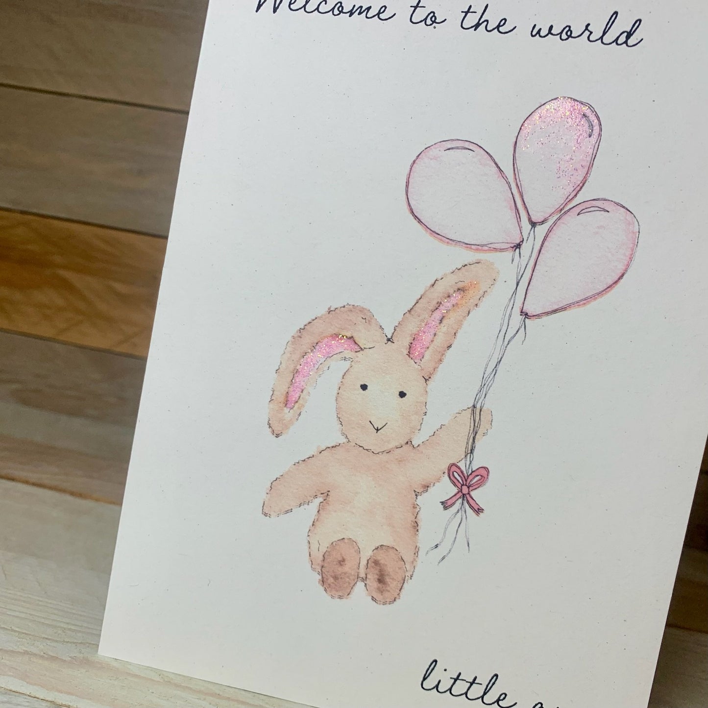 Pink Bunny New Baby Card - Arty Bee Designs