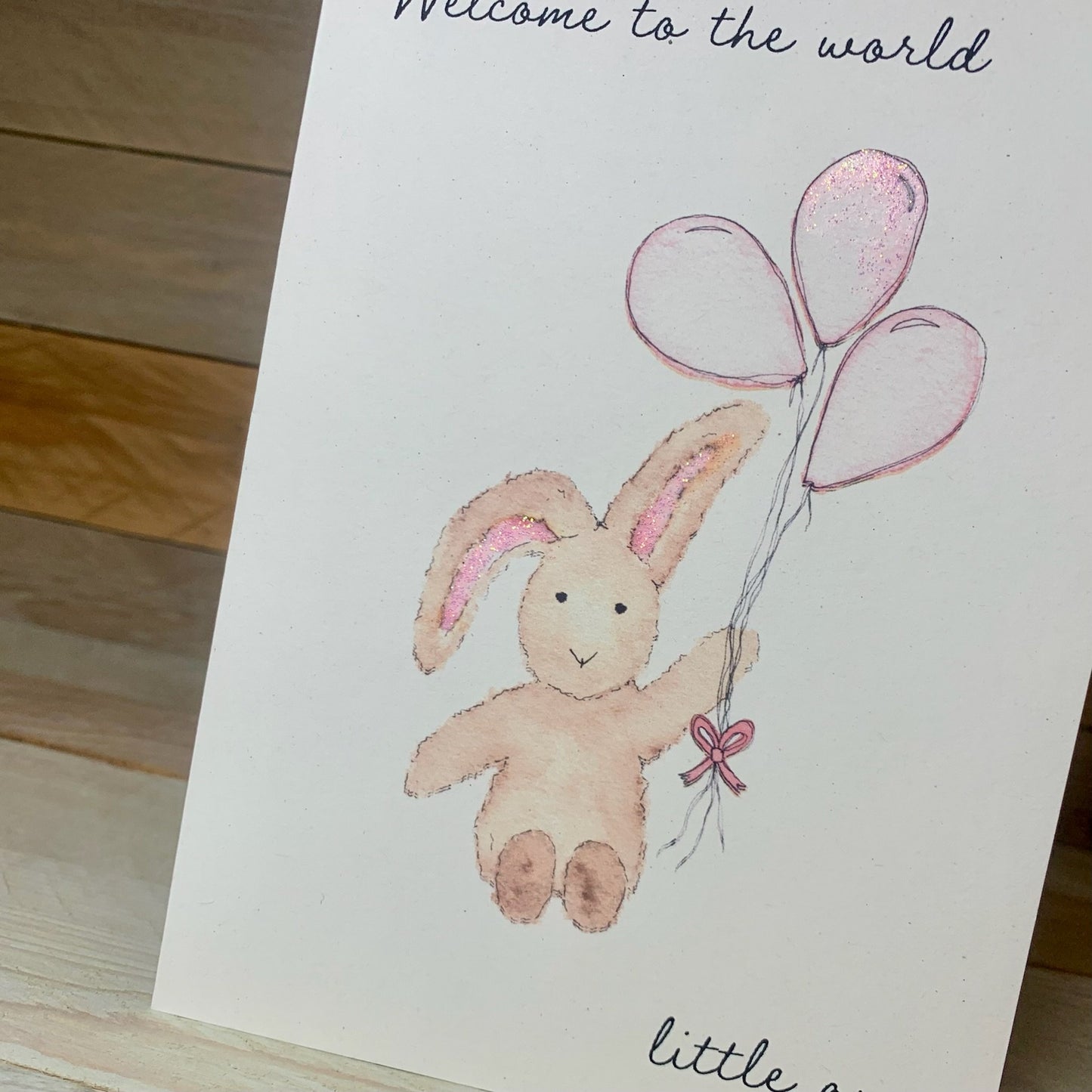 Pink Bunny New Baby Card - Arty Bee Designs 