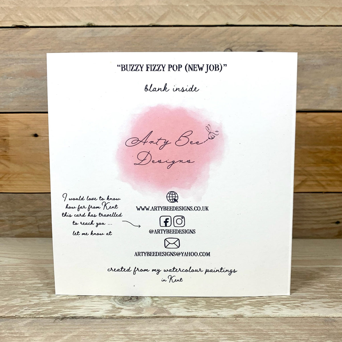 Buzzy Fizzy Pop New Job Card - Arty Bee Designs