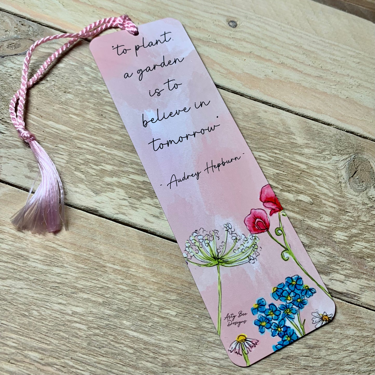 To plant a Garden ... Metal Bookmark With Tassel