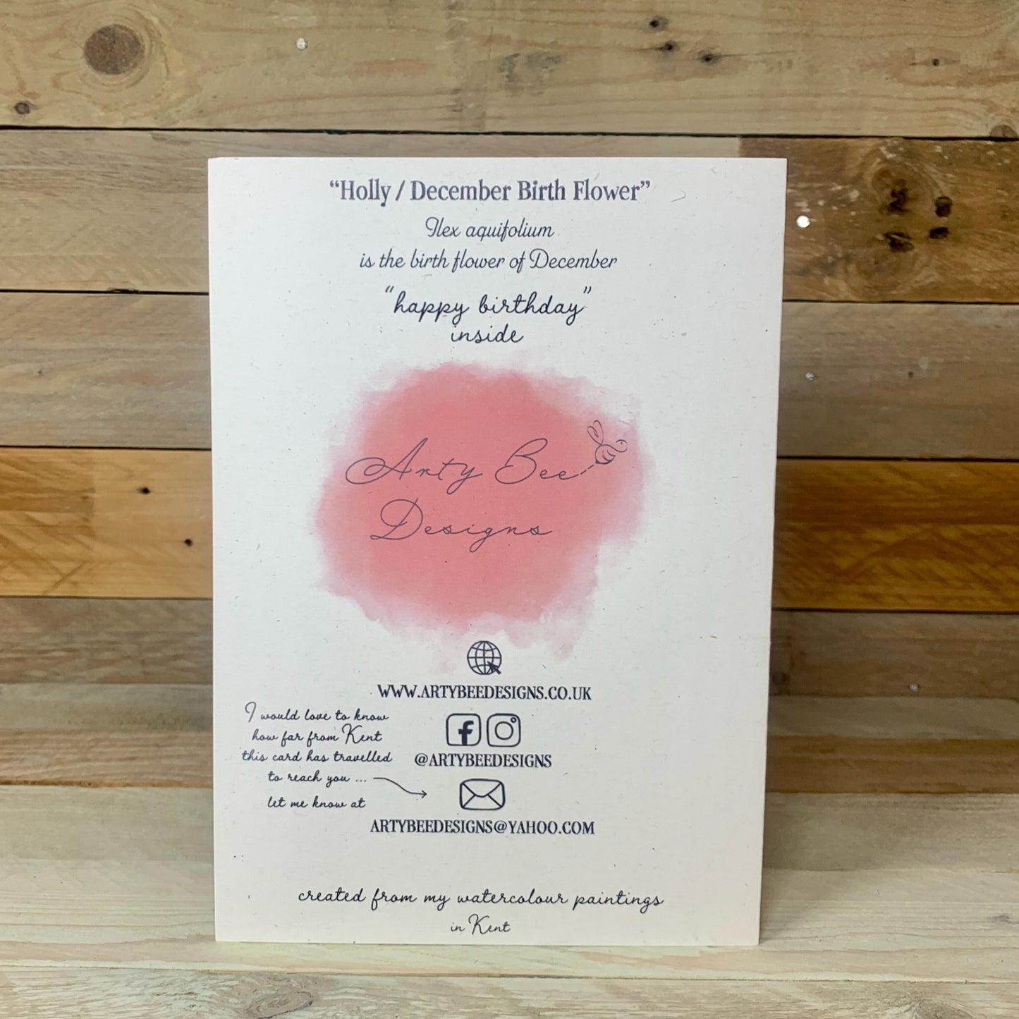 December / Holly Birth Flower Card - Arty Bee Designs