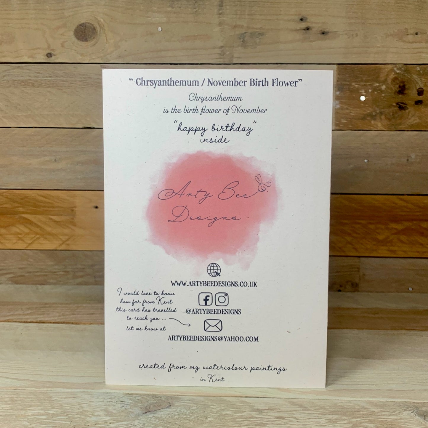 November / Chrysanthemum Birth Flower Card - Arty Bee Designs