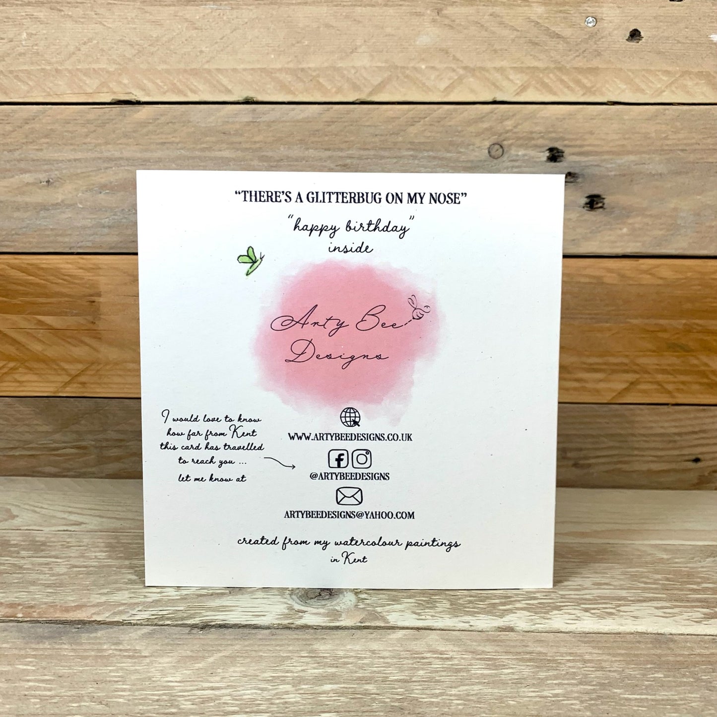 There's a Glitter Bug on My Nose Birthday Card - Arty Bee Designs