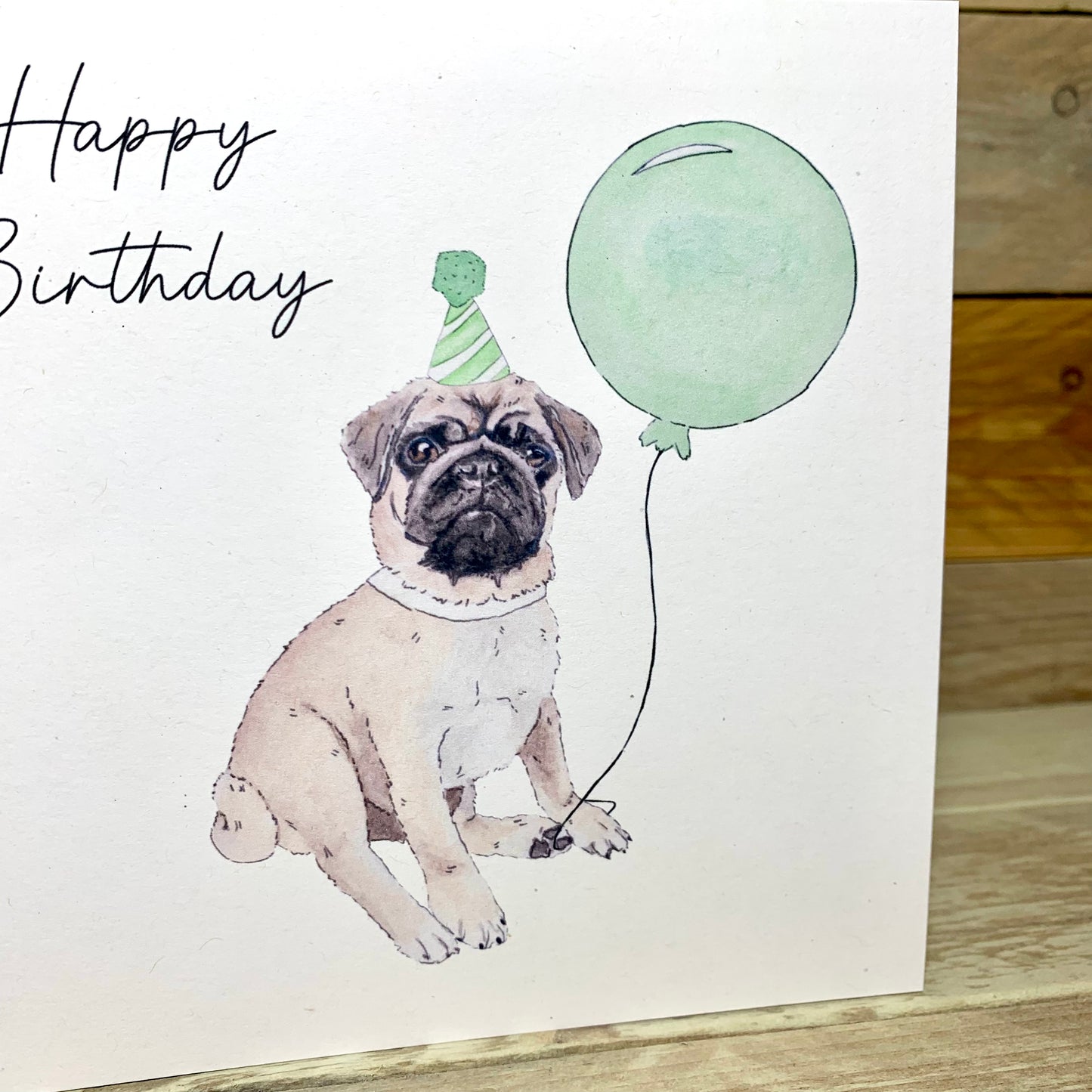 Kevin The Partying Pug Birthday Card
