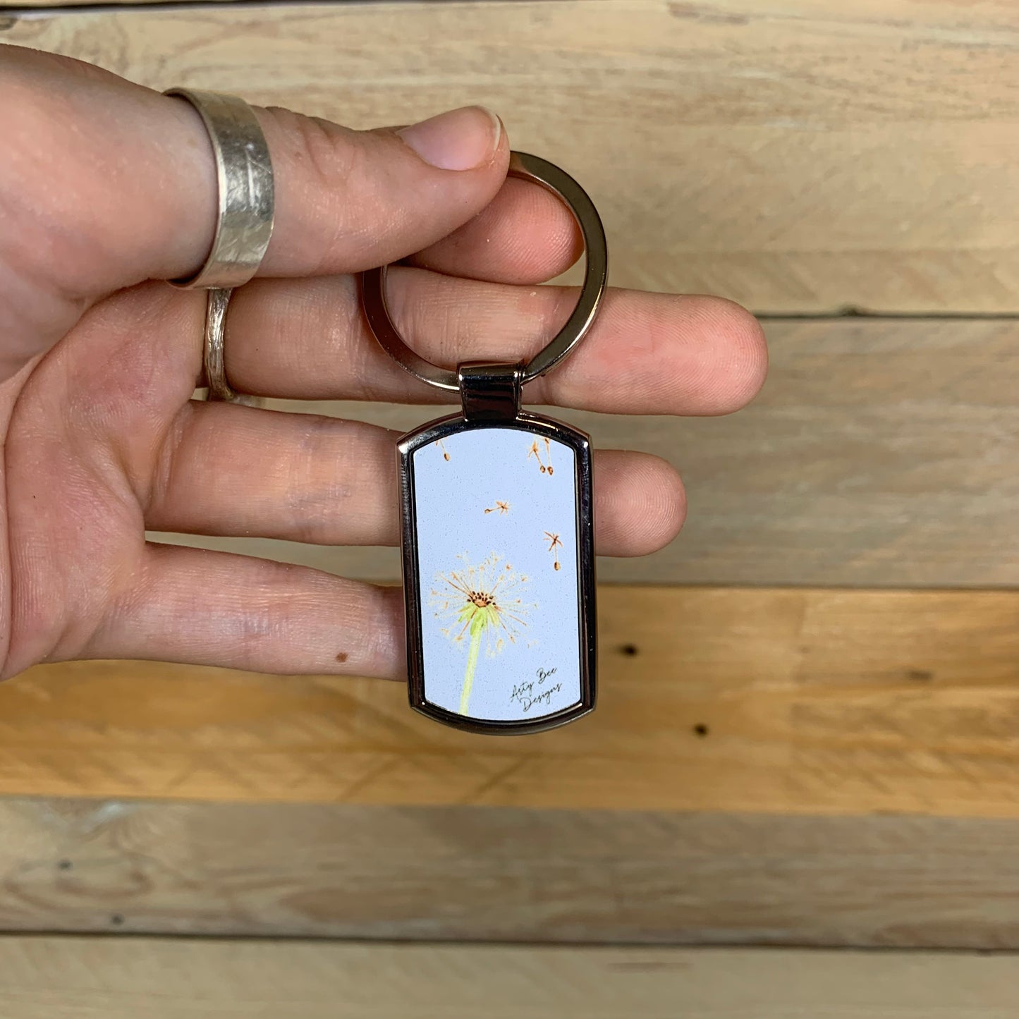 Dandelion Metal Keyring - Arty Bee Designs