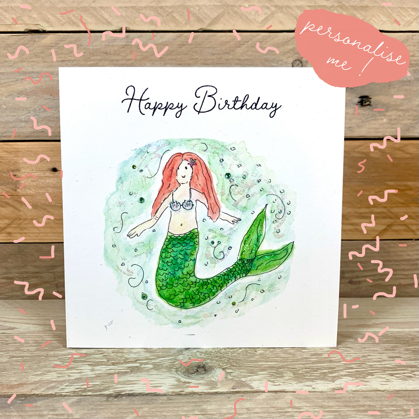 Maia the Mermaid Birthday Card - Arty Bee Designs