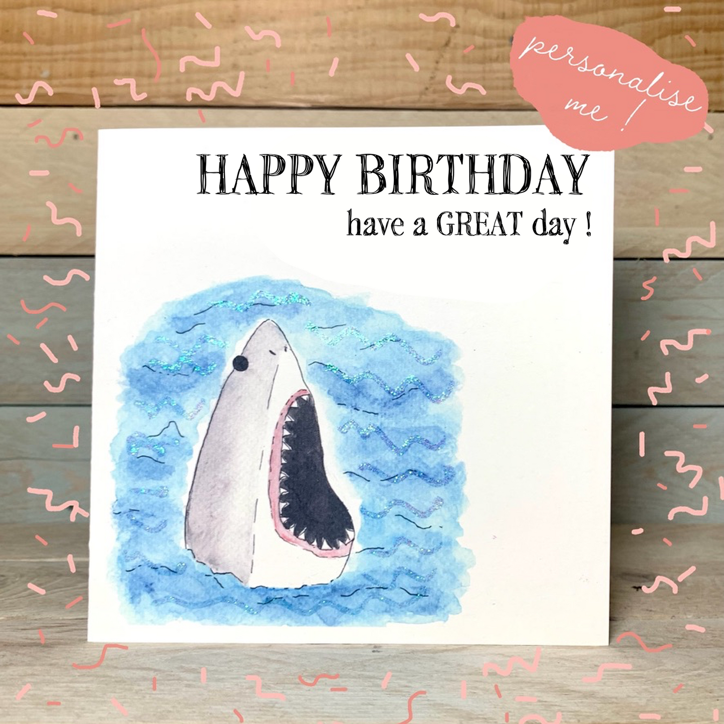Great White Birthday Card - Arty Bee Designs