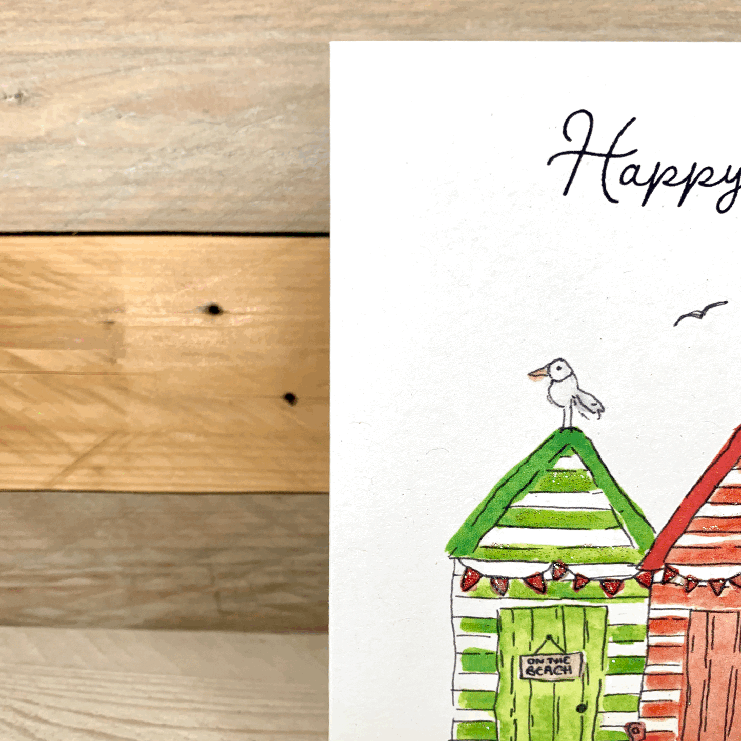 Beach Hut Hut Hut Birthday Card - Arty Bee Designs