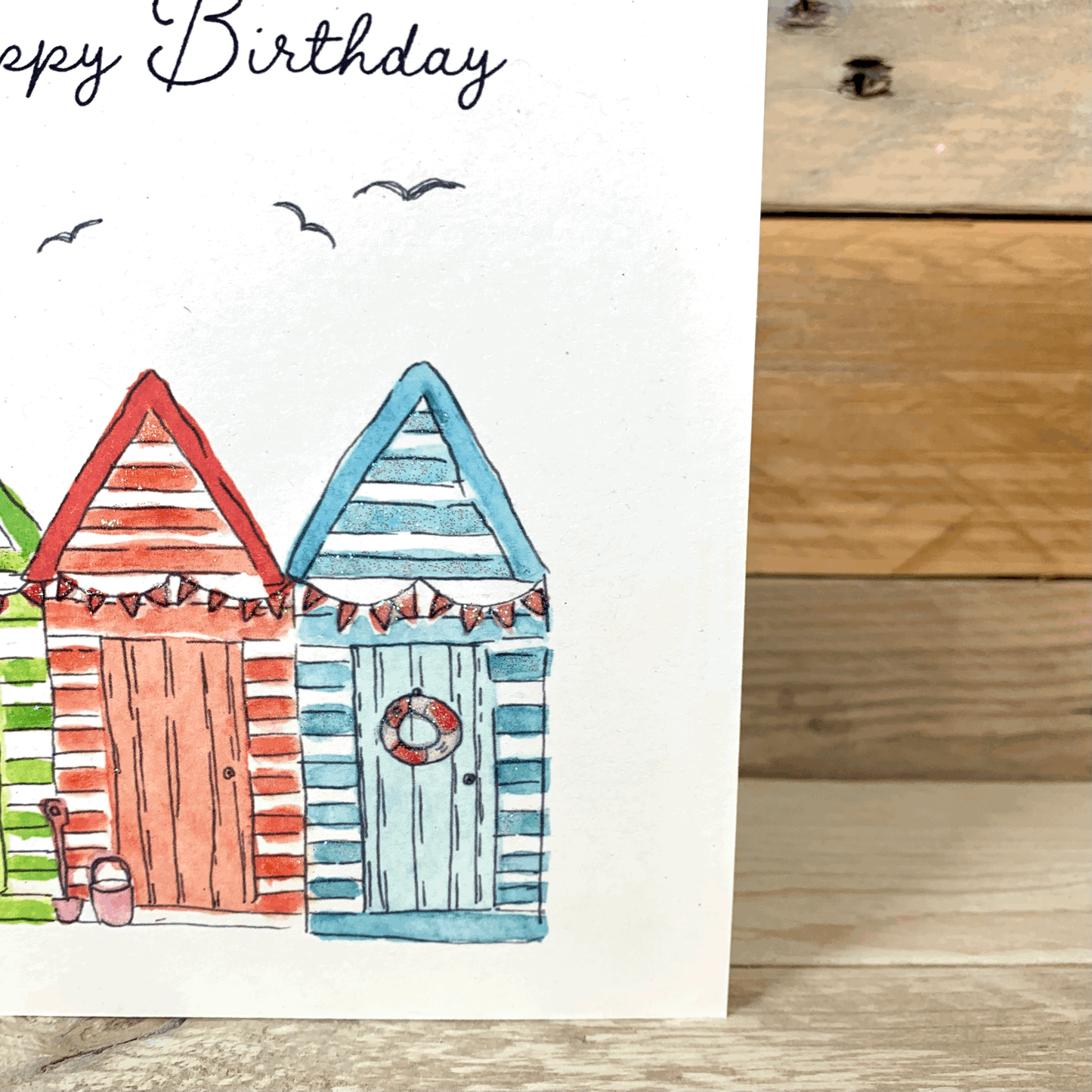 Beach Hut Hut Hut Birthday Card - Arty Bee Designs
