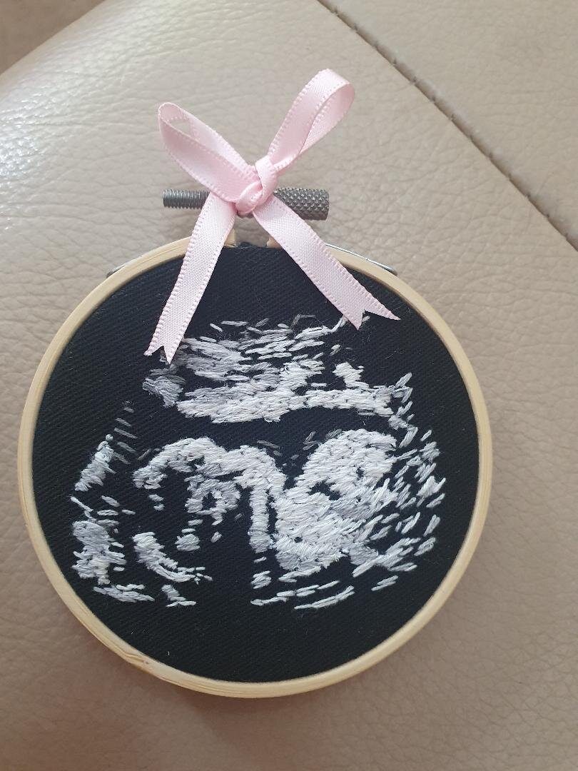 Hand Embroidered Baby Scan - Arty Bee Designs 