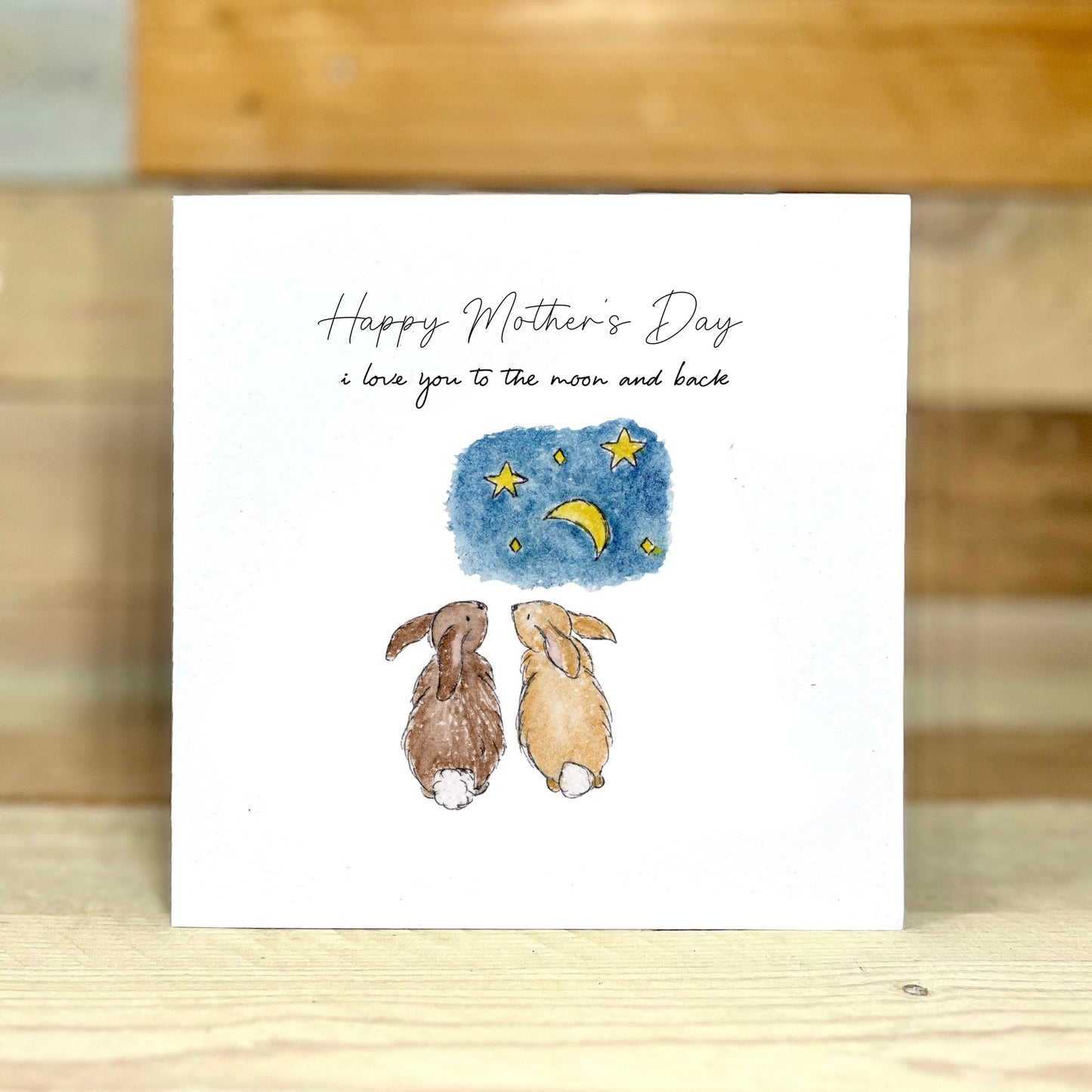 Moon and Back Bunnies Mother's Day Card