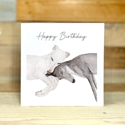 Snuggles Whippet Birthday Card