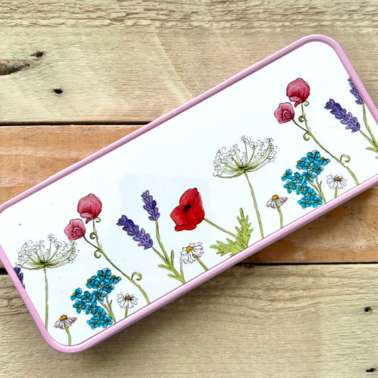 Wildflower Pink Metal Pencil Case